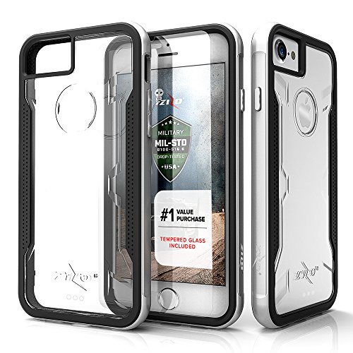 Zizo Shock Series Compatible with iPhone 8 Case Military Grade Drop Tested with Tempered Glass Screen Protector iPhone 7 case Silver