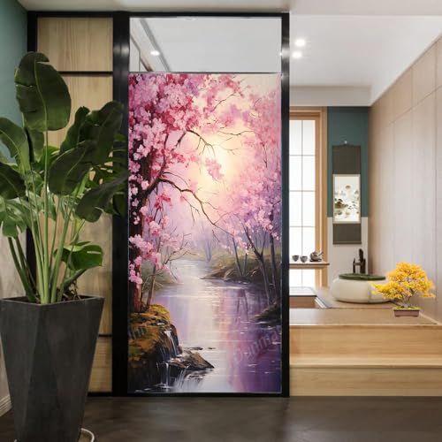 Vinilo decorativo para ventana con flores en tonos acuarela 17.7x23.6 in miniatura 4