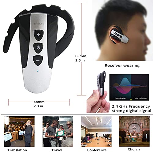 EXMAX® EXD-6824 Handfree 2.4G Wireless Tour Guide System 9999 Channels for Church Translation Equipment Tour Guide Interpreter Coach Trainee Worship (4 Transmitters 60 Receivers 64-slot Charging Case) miniatura 6