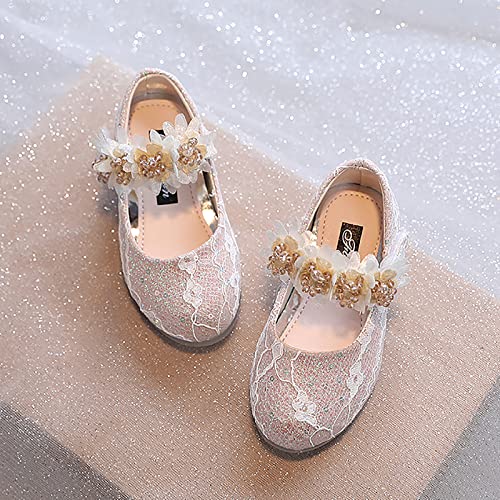 Baby Infant Girls Boy Kid Child Shoes Rhinestone Flower Sandals Premium Pearl Crystal Shoes (Beige, 9.5 Toddler)4