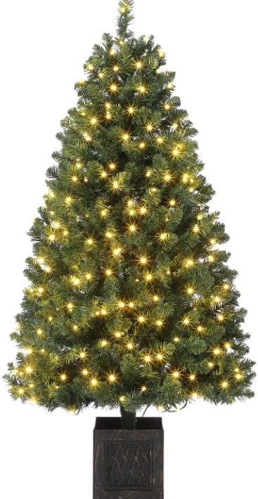 Albero Di Natale Artificiale 140 Cm Con Luci LED 108 - PVC, Fiocchi Di Neve, Fiori - Decorazione Casa/Ufficio - 4