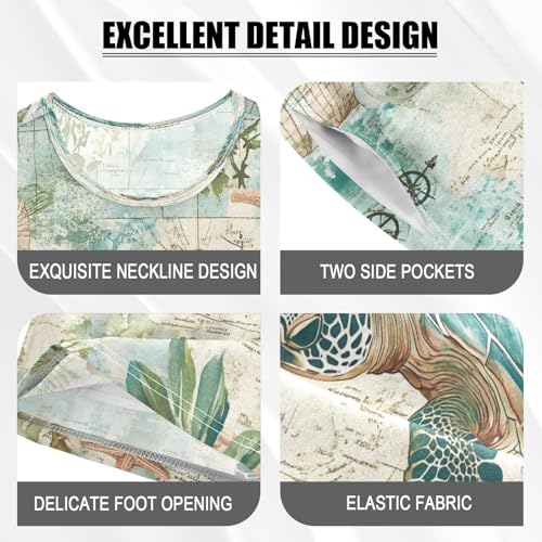 senya Short Sleeve Pajamas Sets Summer Cotton Sleepwear Beautiful Green Sea Turtle4