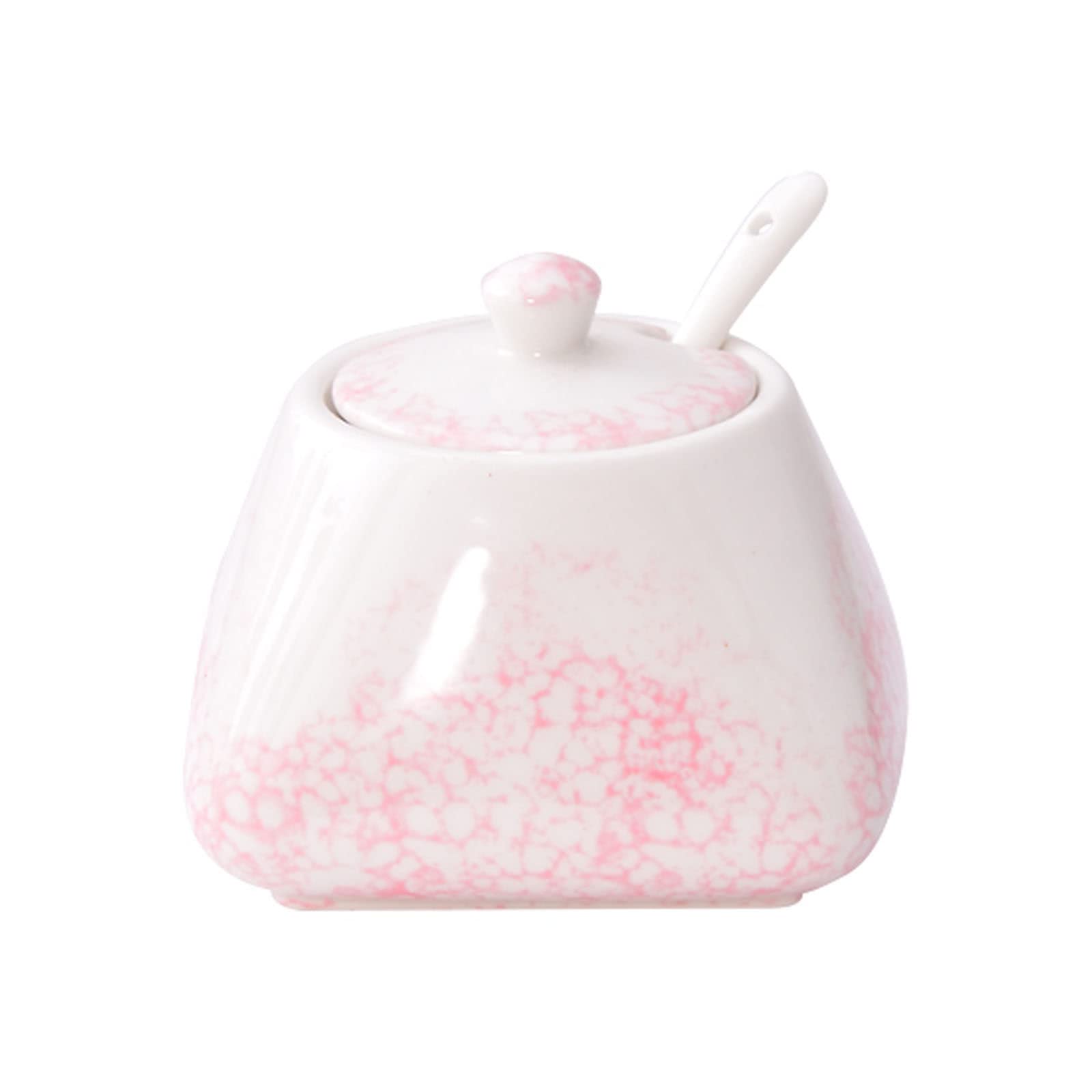 Dozownik cukiernicy, słoik na przyprawy, kolorowa ceramiczna cukiernica z pokrywką, do przechowywania, odpowiedni kawiarni, restauracji, kuchni, różowe puszki po mleku(Pink,Sugar bowl)