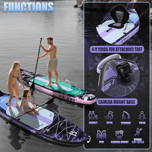 Image of UPWELL 11'6 inchx35 inch Extra Wide Inflatable Paddle Board, Stand Up Paddle Board for Youth & Adults, Stable Design, Premium SUP Accessories, 120L Backpack, 10L Dry Bag, Paddle, Leash, Hand Pump, US Fins