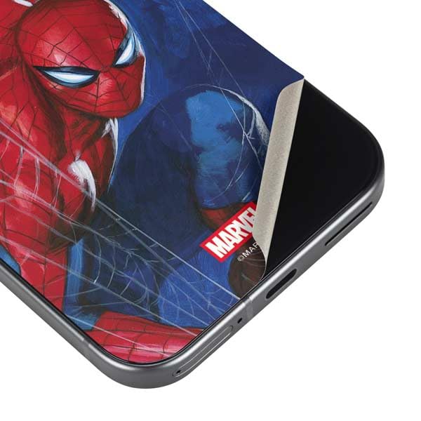 Skinit Decal Phone Skin Compatible with Google Pixel 9 - Officially Licensed Marvel Spiderman World of Webs Design