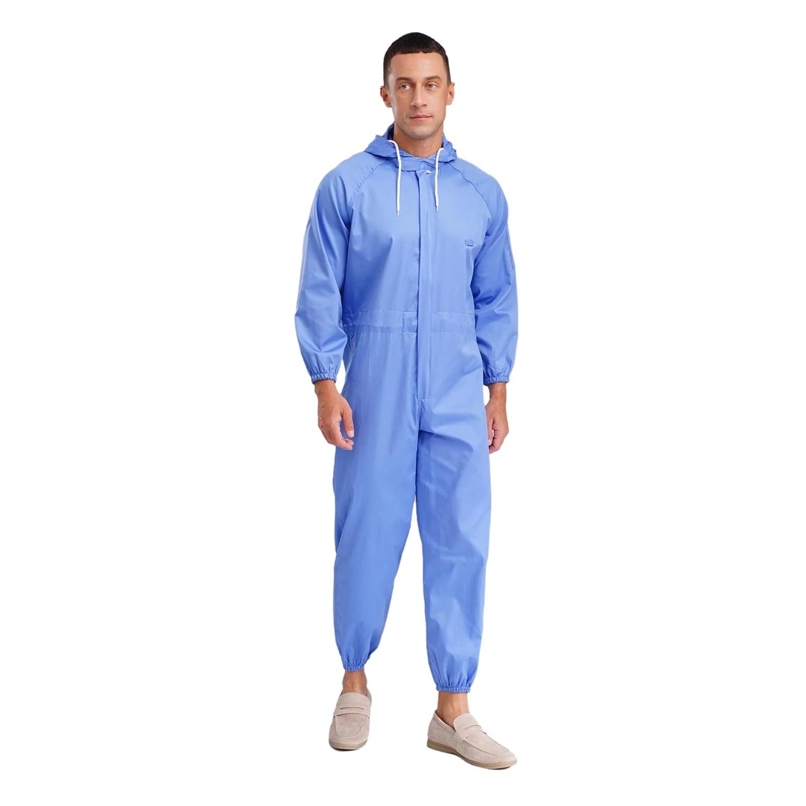 Tuta protettiva da uomo con cappuccio e cerniera, tuta intera, lavoro in fabbrica alimentare, for verniciatura a spruzzo, abiti for la pulizia per Officine e Magazzini Meccanici(3XL)