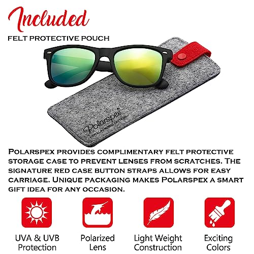 Image of PolarSpex Polarized Sunglasses for Men and Women | UV Protection, Durable Lightweight Frame, Retro Style, Felt Carrying Case, Clear Vision for Driving, Fishing & Everyday Wear.