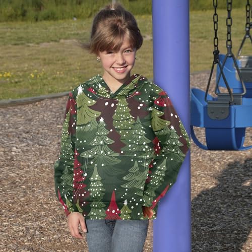 Kids Hoodies Sweaters Christmas Xmas Trees Hooded Sweatshirts with Big Pockets for Boys Girls B04003324