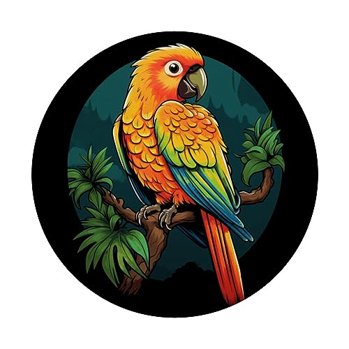 Sun Conure Parakeet Tropical Bird PopSockets Swappable PopGrip, Black - Image 3
