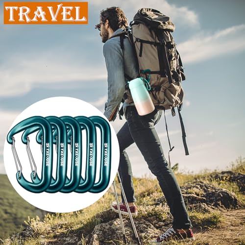 Schwerlast Alu Karabiner 5 Stücke Schlüsselanhänger Karabinerhaken 12KN (1200KG) Aluminium Groß Outdoor Carabiner Auswahl aus 5 Farben ideal im Alltag & Outdoor (Grün)