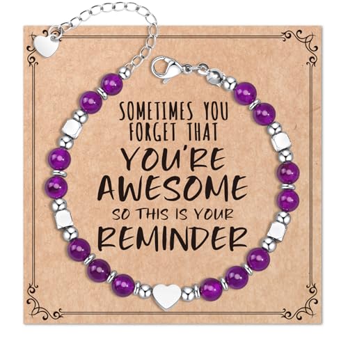 Image of Desimtion Healing Natural Stone Bracelets for Women Girls, Sometimes You Forget You're Awesome -Christmas Gifts for Women Teen Girls, Best Friend Birthday Gifts for Women Friendship Bracelets