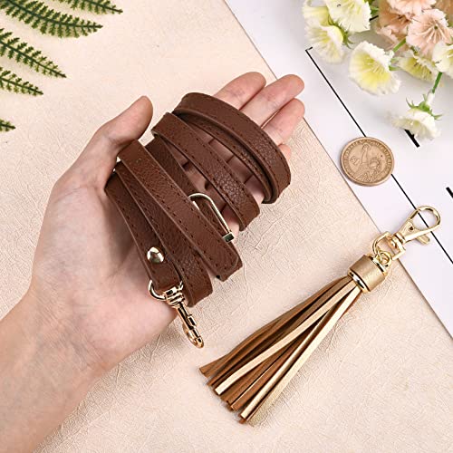 Image of GORGECRAFT Leather Replacement Straps Adjustable Purse Crossbody Brown Shoulder Bag Strap Handles Alloy Buckles with Tassel for Men Women Bags Daily Decorations Crafts Supplies