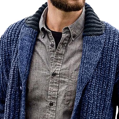 JEShifangjiusu Mens Shawl Collar Cardigan Sweaters Button Down Cable Knitted Sweater Causal Open Front Winter Outwear2