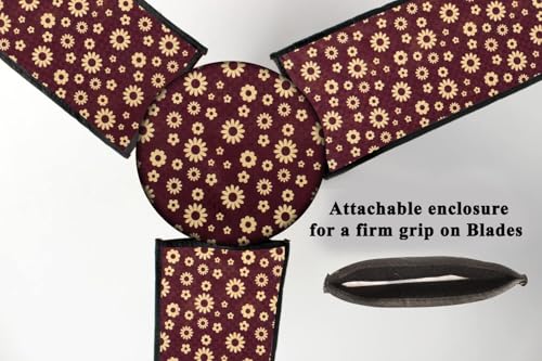 Image of waterproof dustproof ceiling fan cover for 3 blade fan attachable enclosure design multi pattern home decor पंखा कवर set of 1 chocolate brown finish