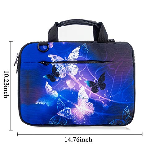RICHEN 15" Canvas Laptop Shoulder Bag Laptop Netbook Bag,Protective Canvas Carrying Handbag Briefcase Sleeve Case Cover with Side Handle (14-15.6 inch, White Butterflies) - Thumbnail 4