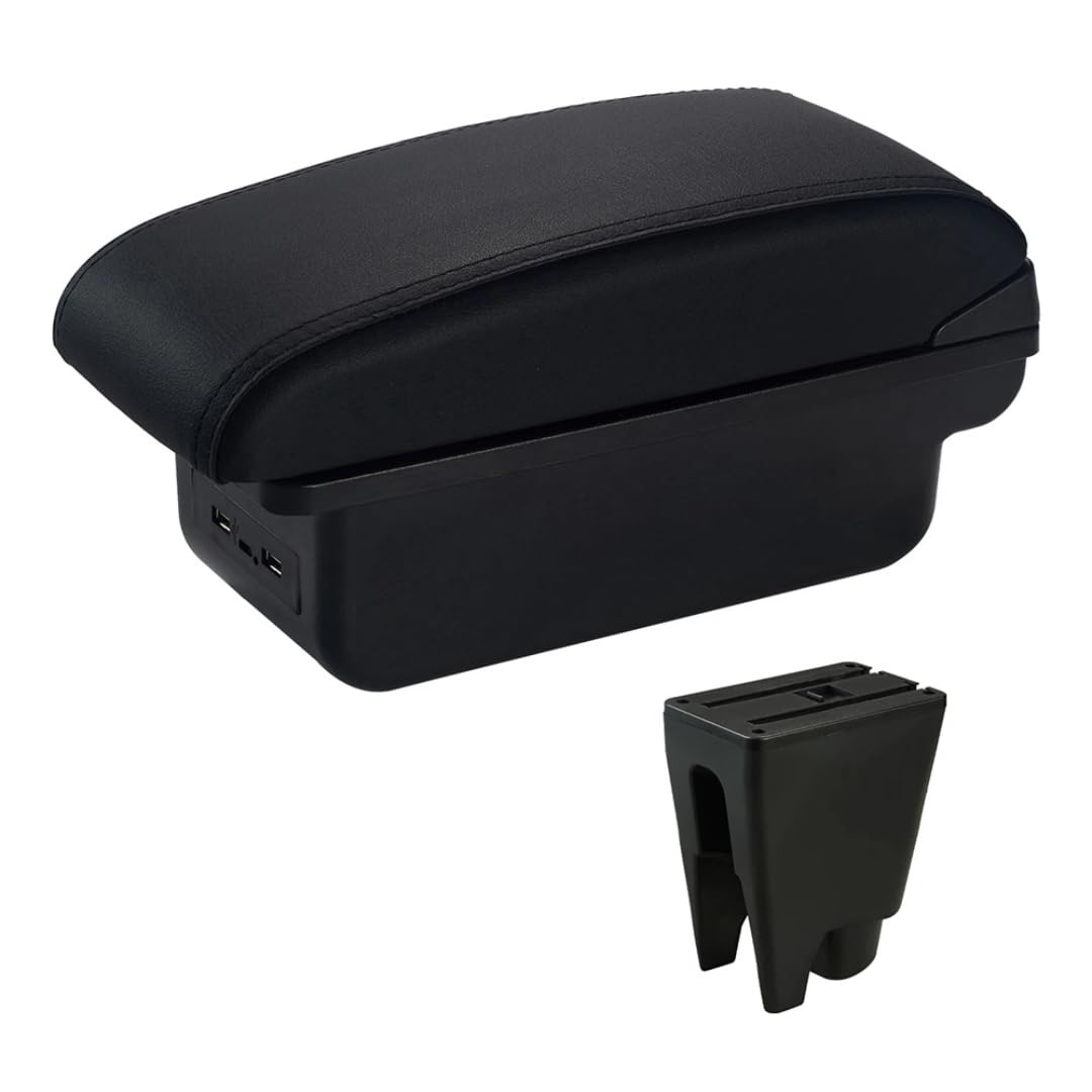 Toiumops Armrest for Peugeot 107, Car Armrest Box Center Console Store Box(C2 Black Line USB)