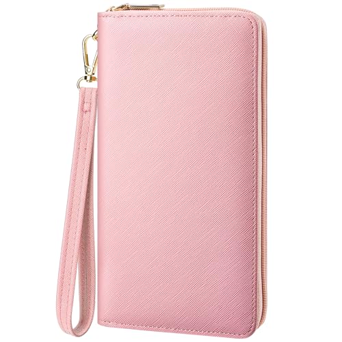 Image of Chelmon Women's Vegan Leather Clutch Wallet with Zip, Hand Strap, Large Capacity