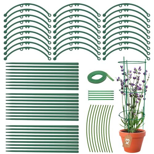 Tutores para Plantas con Velcro, Bridas y Alambres – Soporte para Plantas Naturales de Interior y Exterior. Úsalo como Tutor Monstera, para Tomateras, Jazmín y Macetas de Jardín. (Pack 3 uds.)