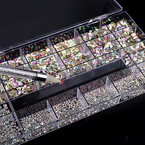 image for Bonwuno 21 Grids Nail Art Rhinestones Professional Nail Crystal Kit 90