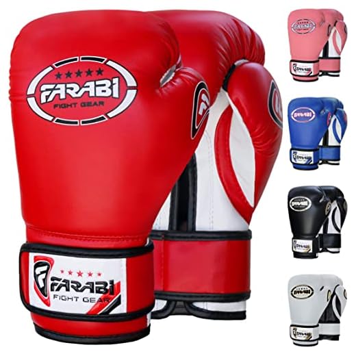 Farabi Sports 4 oz 6 oz 8 oz Boxhandschuhe Kinder Box Handschuhe MMA Muay Thai Kickboxen Sparring Boxsack Training Kinder Boxhandschuhe (Red, 8-oz)