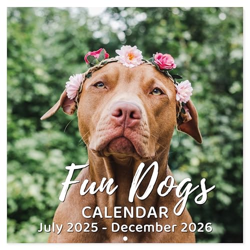 Calendar 2025-2026 - 18-Month Wall Calendar 2025-2026 Funny Dog Calendars from Jul. 2025 - Dec. 2026, 2025-2026 Calendar with Unruled Blocks, Holidays, 12