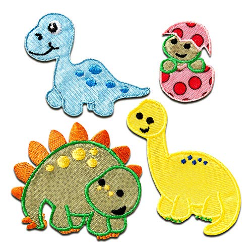 Applicazione Ferro Da Stiro Decorativa Dinosauro Dino T Rex - Toppe Termoadesive Patch Toppa Ricamate, Misura: 6 X 5,5 Cm Rammendo Creativo Vestiti