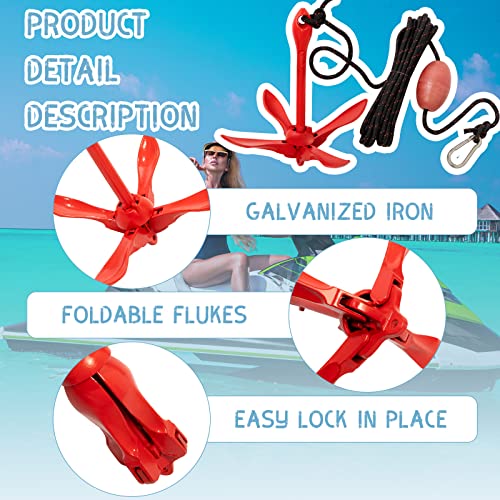 Image of Lounsweer 2 Pack 1.5 /3.5 lb Marine Kayak Anchor Kit Folding Grapnel Anchor Kit Boat Kayak Fishing Accessories for Small Boats Kayaks Canoe Paddle Boards