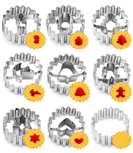 Plätzchen Ausstecher Linzer 9er Set, Keksausstecher Weihnachten,...