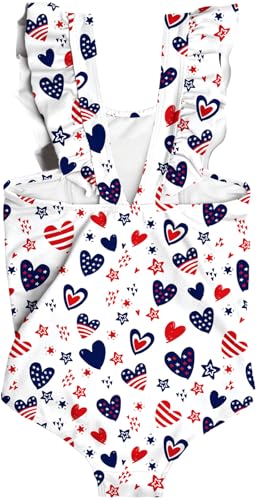 Image of RAISEVERN Baby Girls Swimsuit Ruffles Bathing Suits Cute Beach Sport Swimming Backless Summer One Piece Swimwear 2-7 Years