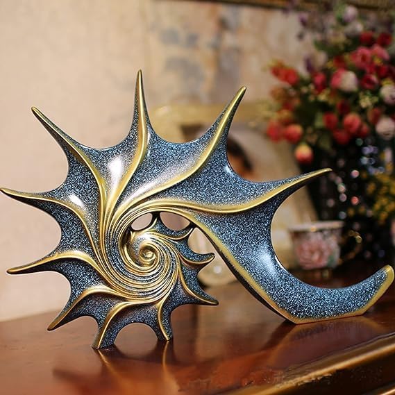 KEYOZA Hand Blown Ocean Sea Shell Sculpture Conch Figurines Ornament, Sea Animal Ornament for Home Decor, Sea Animals Collection for Birthday Gift, Resin Seashell