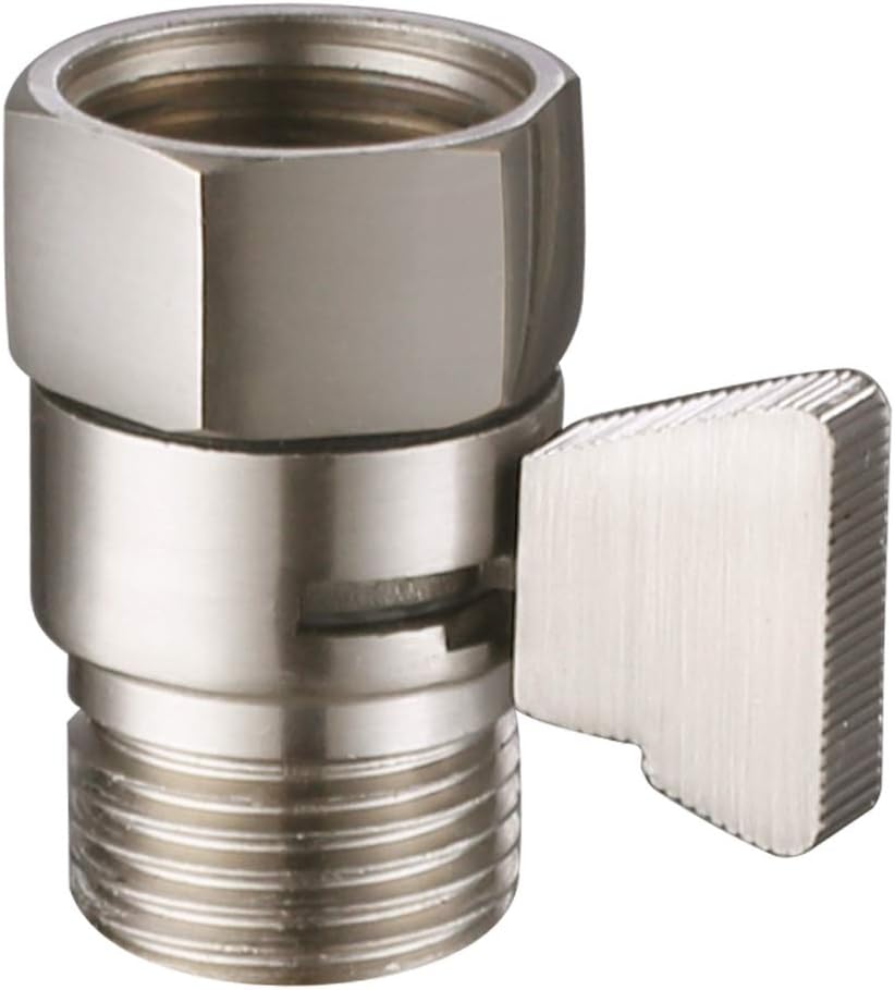 Suyar Shower Flow Control Valve, Brass Handheld Shower Shut Off Valve, Water Volume Adjust Device, Water Pressure Regulator, Shower Flow Restrictor Brushed Nickel