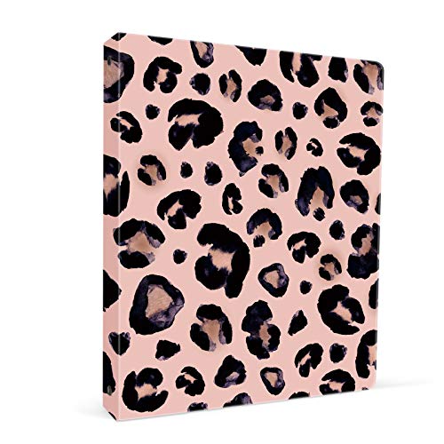 Image of 3 Ring Binder 1 Inch Ring, Fashion Design Binder for School, Home, Students, Women, Cute Custom Pattern with Hold Letter Size Interior Pockets,Leopard