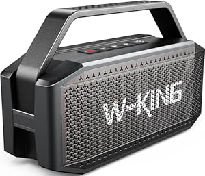 W-KING Bluetooth Speaker, 80W PEAK IPX6 Waterproof Loud Portable Bluetooth Speaker Wireless with 2 Full-Range Drivers/Rich Bass,2 Pairing/30H/U-Disk/TF Card/AUX/EQ, Party Boombox Outdoor Large Speaker