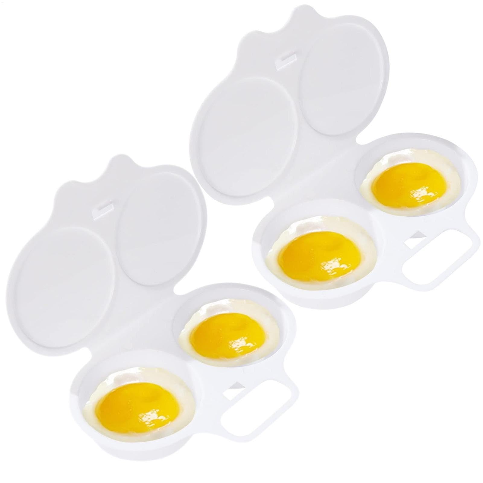 Microwave Egg Poachers 2 Cups, Poached Eggs Maker Moulds with Lid, 2PC