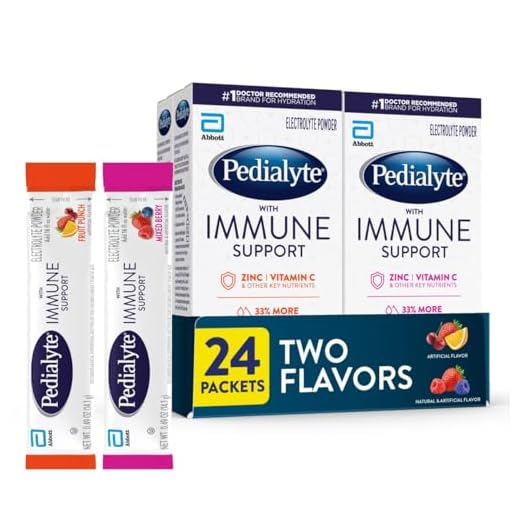 Pedialyte with Immune Support, Electrolytes with Vitamin C and Zinc, Advanced Hydration with PreActiv Prebiotics, Mixed Berry & Fruit Punch, Electrolyte Drink Powder Packets, 6 Count (Pack of 4)