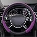 CAR PASS Rhombus Leather Universal Steering Wheel Cover, Fit for Suvs,Trucks,Cars,Sedans,Vans (Black&Dark Purple)
