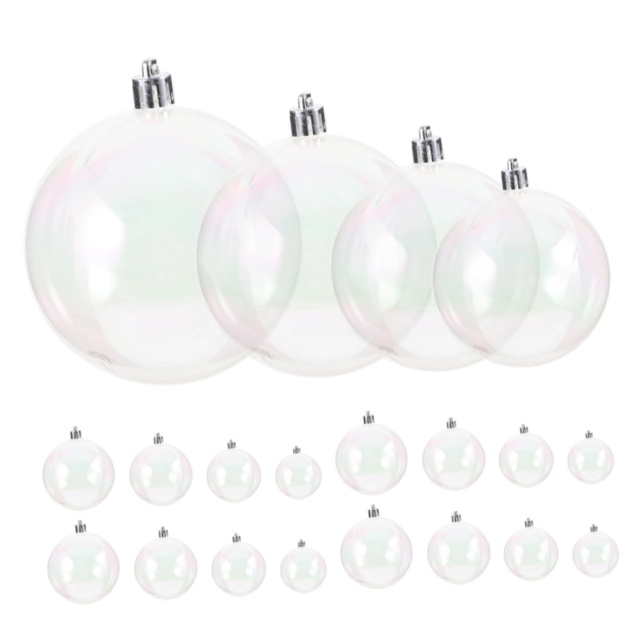 40piezas Bolas Navideñas Transparentes Rellenable Adornos para Árbol de Navidad Bolas de Plástico Colgante Decoración Iridiscente para Fiesta de Navidad