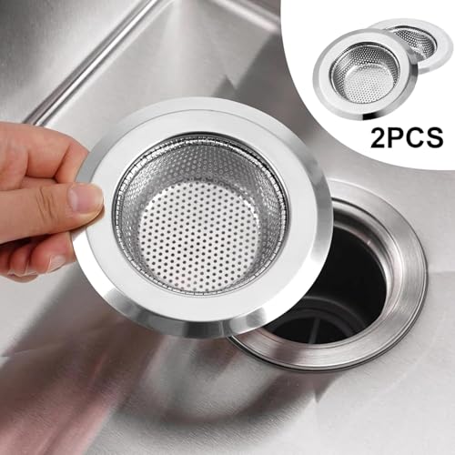 Image of Stainless Steel Kitchen Sink Strainer ((Round (Pack of 2)), 11.5 cm