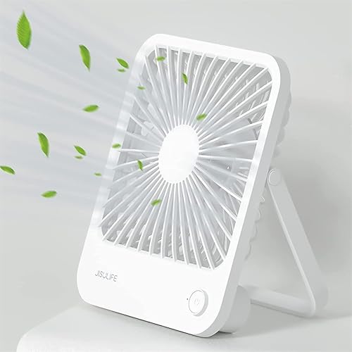 Ventilador de escritorio con batería recargable, 4500 mAh, ventilador personal portátil plegable de 180, 4 velocidades ajustables, larga duración de