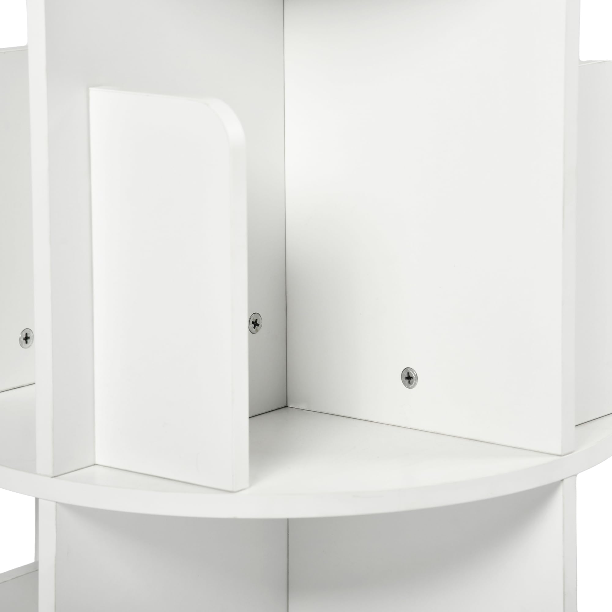Bibliothèque Rotative, 4 Niveaux et 16 Compartiments, Base Ronde rotative à 360°, Convient pour Salon, Chambre, Bureau, Chambre d'enfant, 39×128cm (φ×H), Blanc