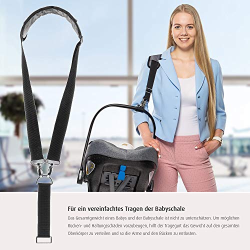 reer 85021 Clip&Go Carry Tragegurt für Baby-Schalen, universell, ergonomisch, Schwarz
