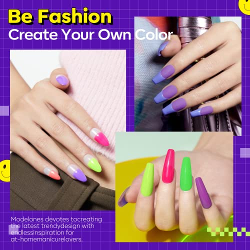 Image of modelones Neon Gel Nail Polish Set 6Colors Hot Pink Blue Green Summer