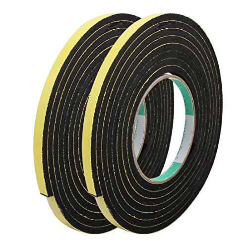 Aexit 2pcs 3Meter Tools & Hardware 8mm x 5mm Single-Side Adhesive Shockproof Sponge Foam Tape Electrical Tape Yellow Black