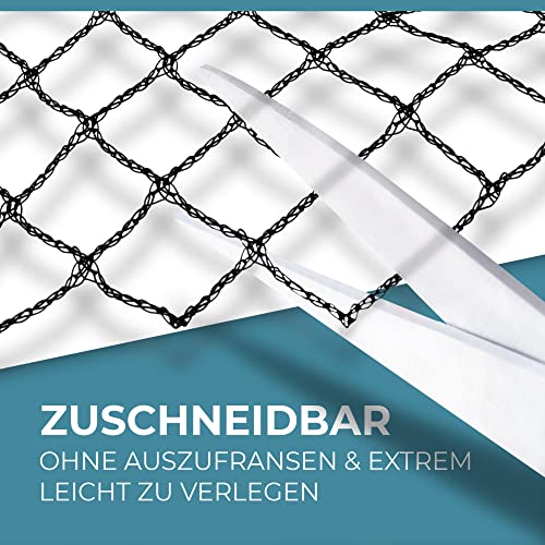 Xcelenze - 4x5m Teichnetz feinmaschig (18x18mm) robust, witterungs- & UV beständig Schwarz | Vogelnetz Vogelschutznetz engmaschig Laubnetz Obstbaumnetz Taubennetz Gartennetz Balkon Netz (4 x 5m)