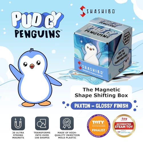 Image of Shashibo Pudgy Penguins Magnetic Puzzle Cube, Stress Relief Fidget Toy | 100+ Possible Shapes, Sensory Fidget Toy For Adults & Kids, Fun Shape Shifting Puzzle Box For All Ages