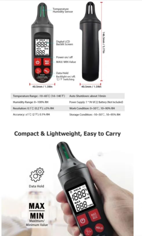 Digital Hygrometer MY60T ProfessionalHygrothermograph 2 in 1 LCD Display TempHumidity Meter