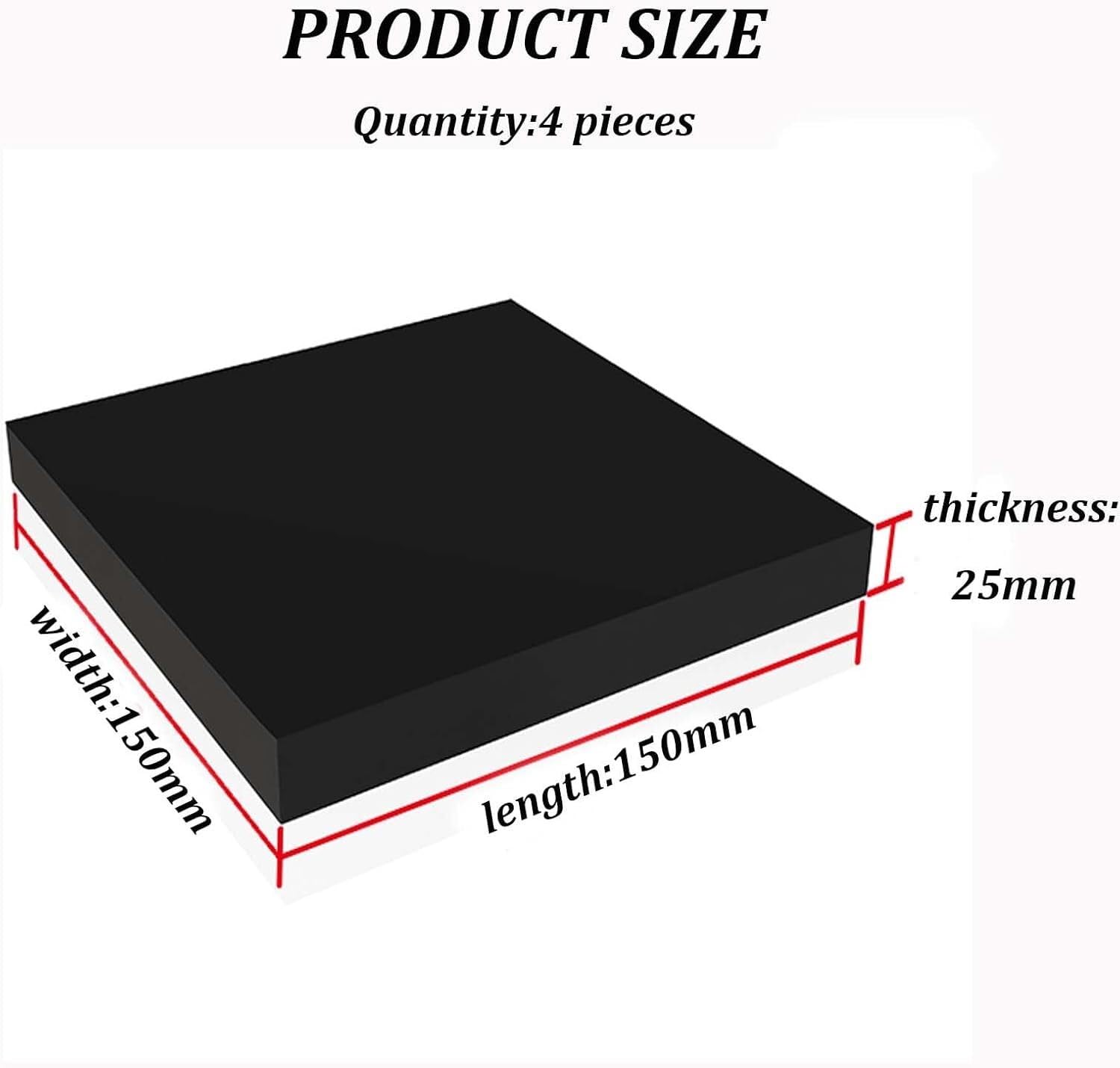 Protector para Muebles, Alfombrillas de Goma Antideslizantes Que absorben los Golpes for Muebles, maquinaria, proyectos Bricolaje, 4 Piezas(25mm)