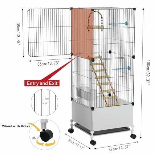 Image of STILLCOVE Medium Flight Bird Cage, with Bowls & Perches & Ladder & Swing