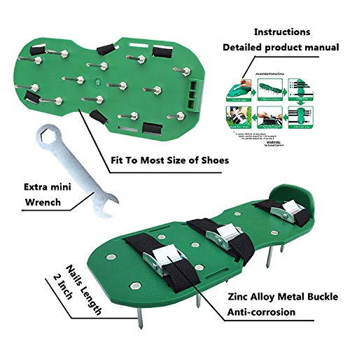 Aerate Your Lawn Like a Pro with Grass Ripper Spiked Shoes Durable Garden Tool with 6 Metal Buckles for Effortless Soil Care