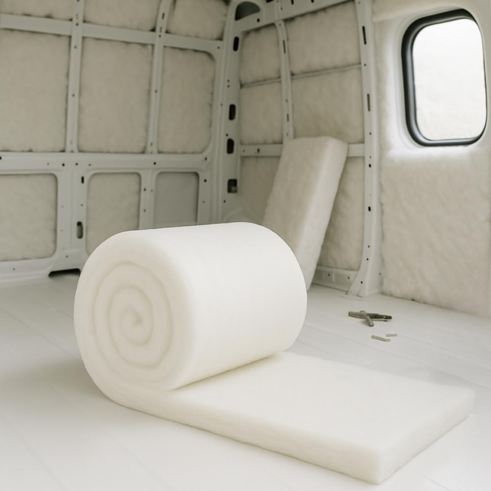 MHG Living Campervan Insulation Roll - 8M x 370mm x 110mm - Itch-Free Thermal Polyester - Moisture Resistant, Eco-Friendly Loft, Roof & Wall Insulation for Vans, Sheds & Homes